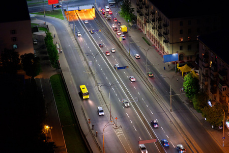 夜城鸟瞰图，基辅乌克兰