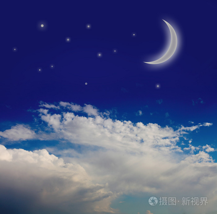 星星和月亮的夜空