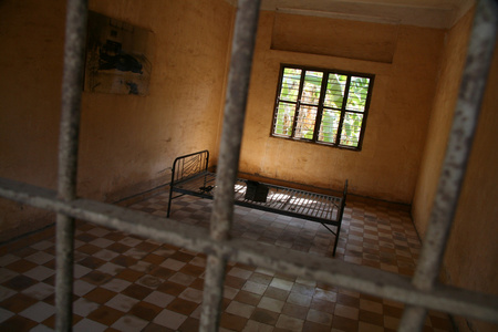 单元格tuol sleng 博物馆 s21 监狱，柬埔寨首都金边，柬埔寨