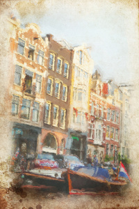 在艺术风格方面取得的阿姆斯特丹的街道上