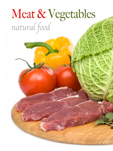 新鲜原料肉和蔬菜图片