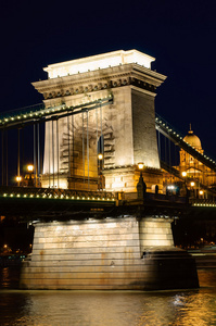 链桥的夜景。布达佩斯匈牙利