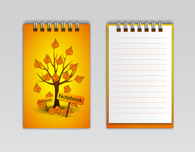 笔记本与树木，矢量