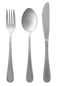 勺子 刀和叉在白色背景上