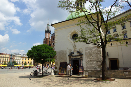 在克拉科夫，老镇，波兰的主要市场广场