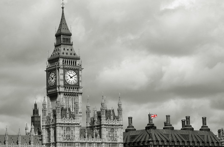 伦敦天际线 威斯敏斯特宫 大本钟和维多利亚塔