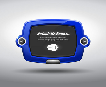 蓝色光泽滑块垫未来派设备抽象矢量电视显示，横幅 web 设计元素黑色 eps10