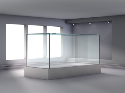 3d 玻璃陈列柜和利基与 g 展览射灯