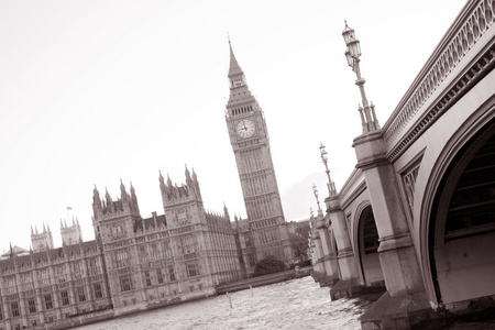 威斯敏斯特桥 大本钟和议会大厦 伦敦