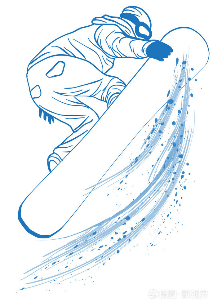 蓝色轮廓的触摸她单板滑雪运动员