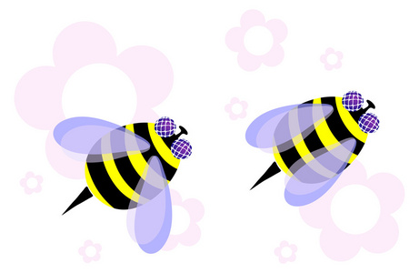 两个蜜蜂与花