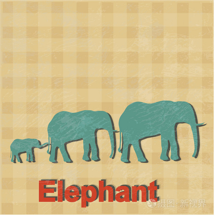 非洲大象矢量图做的复古式服务