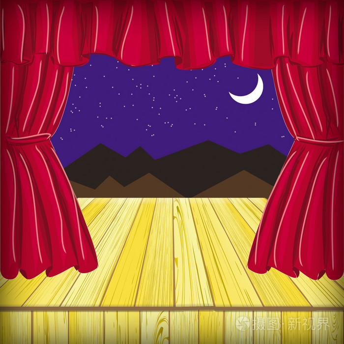 光栅绘制与红幕戏剧舞台