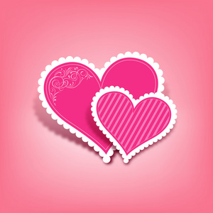 粉红色的心及纸经典情人节图片