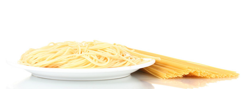 意大利 spagetti 烹煮白板中的叉上白色隔离