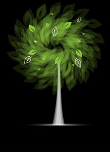 抽象未来派风格化与绿色木酢树