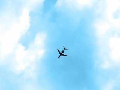 飞机在蓝色的天空