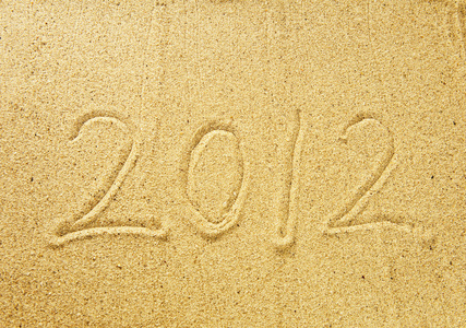 2012 新的一年在沙滩上的消息