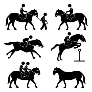 马骑术训练赛马会马术图标符号符号象形图