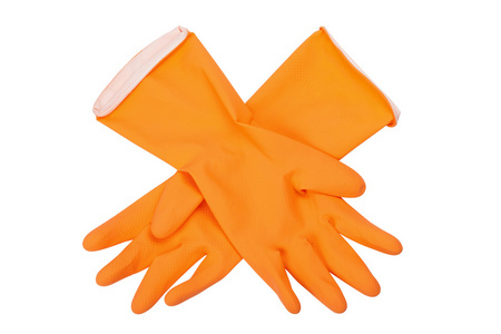 橙色的橡胶手套
