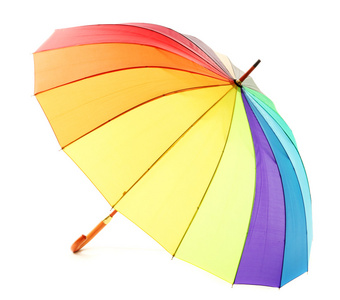 多彩的伞，孤立在白色