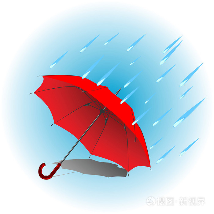 小红伞在雨中插画-正版商用图片19vpnj-摄图新视界