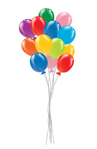 一堆的彩色气球。矢量插画