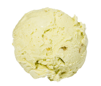 阿月浑子冰淇淋从顶部在白色背景上的独家新闻