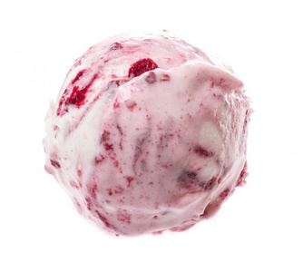 草莓冰淇淋从顶部在白色背景上的独家新闻