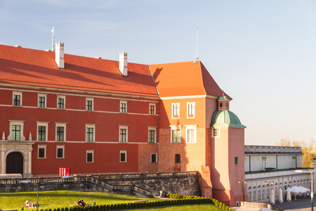 华沙，波兰。旧镇著名的皇家城堡。教科文组织世界遗产站点
