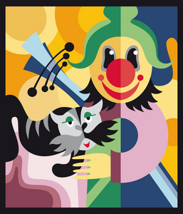 小丑和马戏团的猫图片