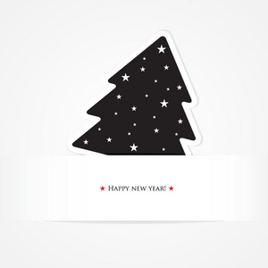 圣诞卡片与黑色杉木树图片