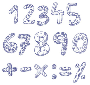 涂鸦数字和数学符号照片