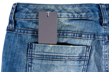 蓝色牛仔裤明细空白标签纸牛仔裤标签