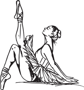 草绘的芭蕾舞演员。矢量插画
