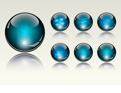 6 不同折射水晶球矢量图