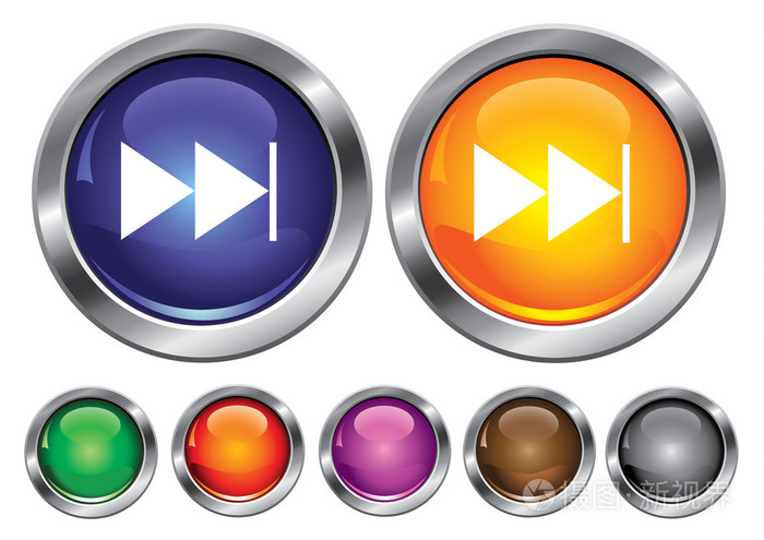 矢量集合与转发标志,包括空按钮图标