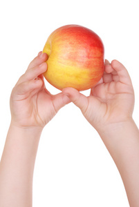 孩子们手捧一只苹果照片