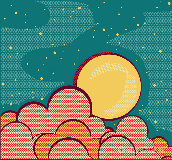 复古夜晚的天空和云与 grunge 元素插画-正版商用图片19xe99-摄图新
