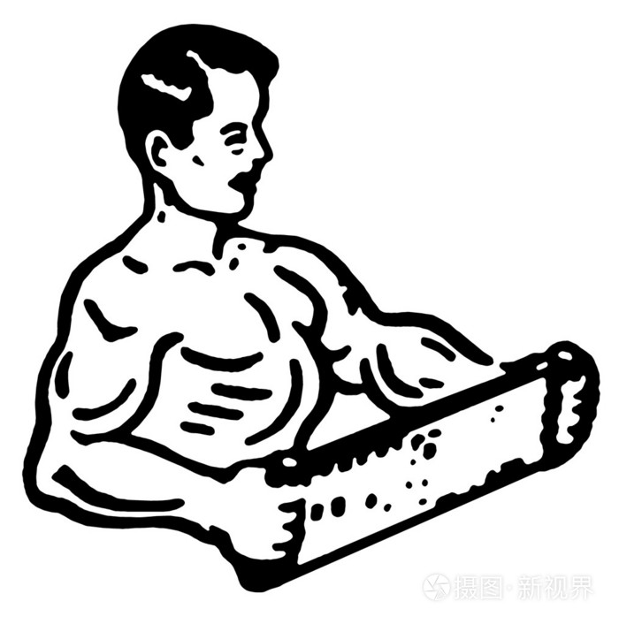 一个非常健壮的男人的插图中的一个黑色和白色版本