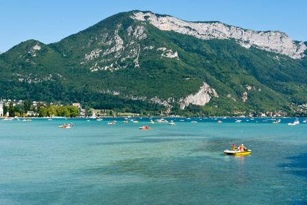 阿纳西湖景观，萨沃伊法国