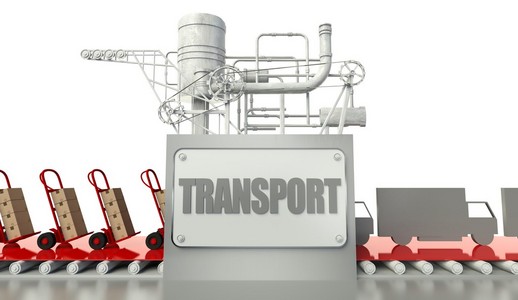 运输概念 纸板箱和卡车