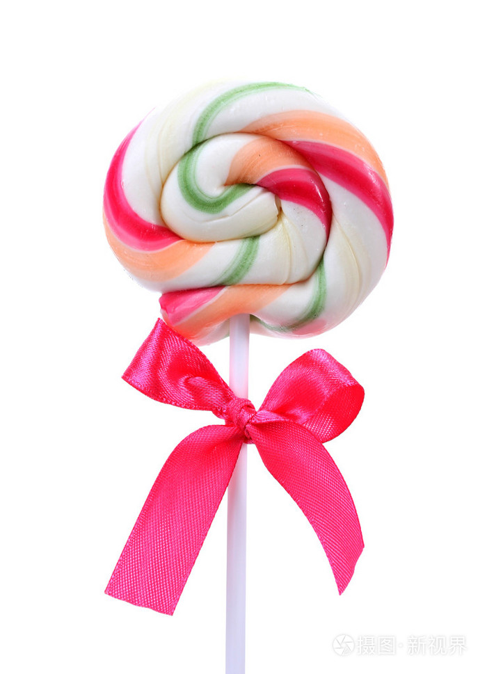 多彩棒棒糖用弓上白色隔离