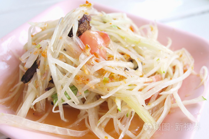 somtum 或青木瓜沙拉是最受欢迎菜遇难丧生