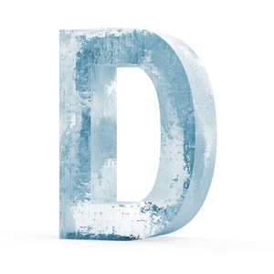 白色背景上孤立的冰冷字母字母d