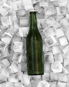 瓶啤酒在冰的多维数据集