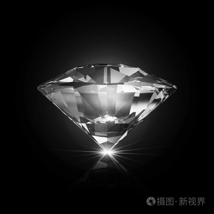 钻石发光放射光线的黑色背景上