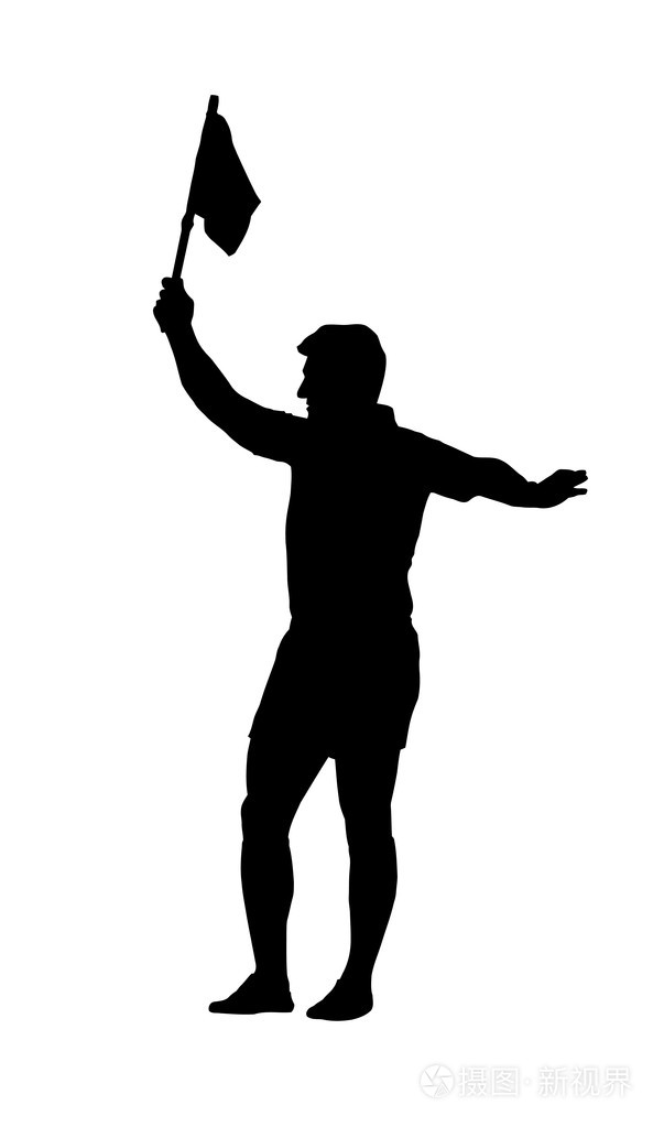 运动剪影橄榄球足球助理裁判旗