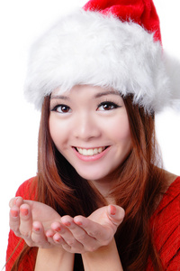 圣诞快乐的女孩微笑的脸