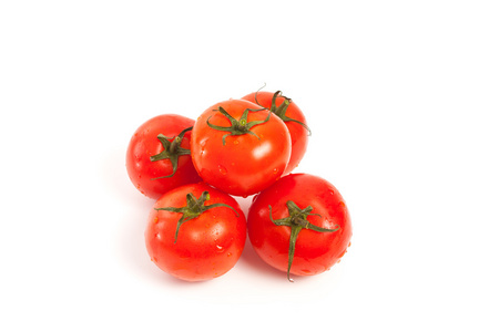 群的西红柿上白色隔离